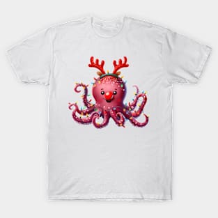 Christmas Red Nose Octopus T-Shirt